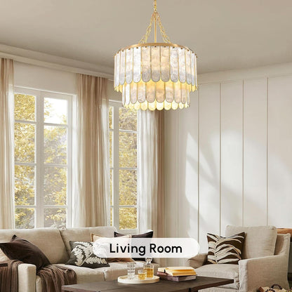 Golden Faceted Shell Chandelier Pendant Lighting Fixture-2