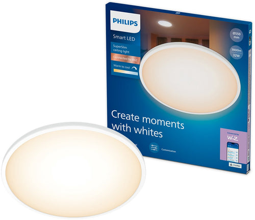 Philips Smart Lighting - superslim plafondlamp - warm- tot koelwit licht - dimbaar - diameter: 55cm - wit - 32w - rond - werkt met de wiz app - wifi-0