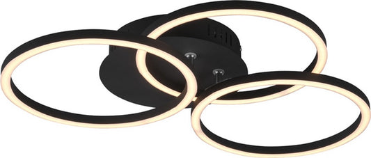 Rl live your light reality circle - ceiling lamp - black matt - incl. 1x SMD 27w - remote control - integrated dimmer - swiveling - continuously adjustable light color - night light - dimmable with switch - not suitable for external dimmer - mem-0