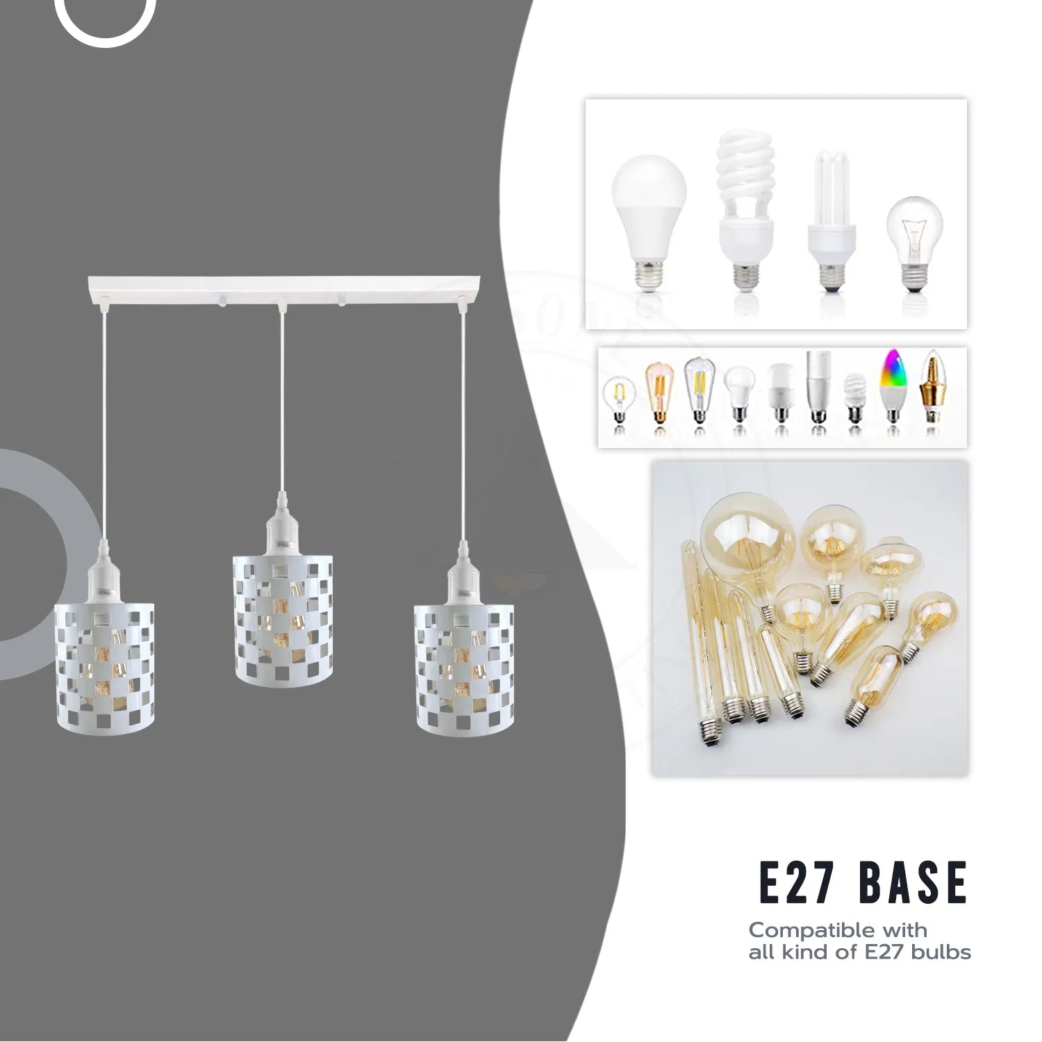 Industrial Pendant Lighting, Adjustable E27 Metal Cage Hanging Light Fixtures ~4326-4