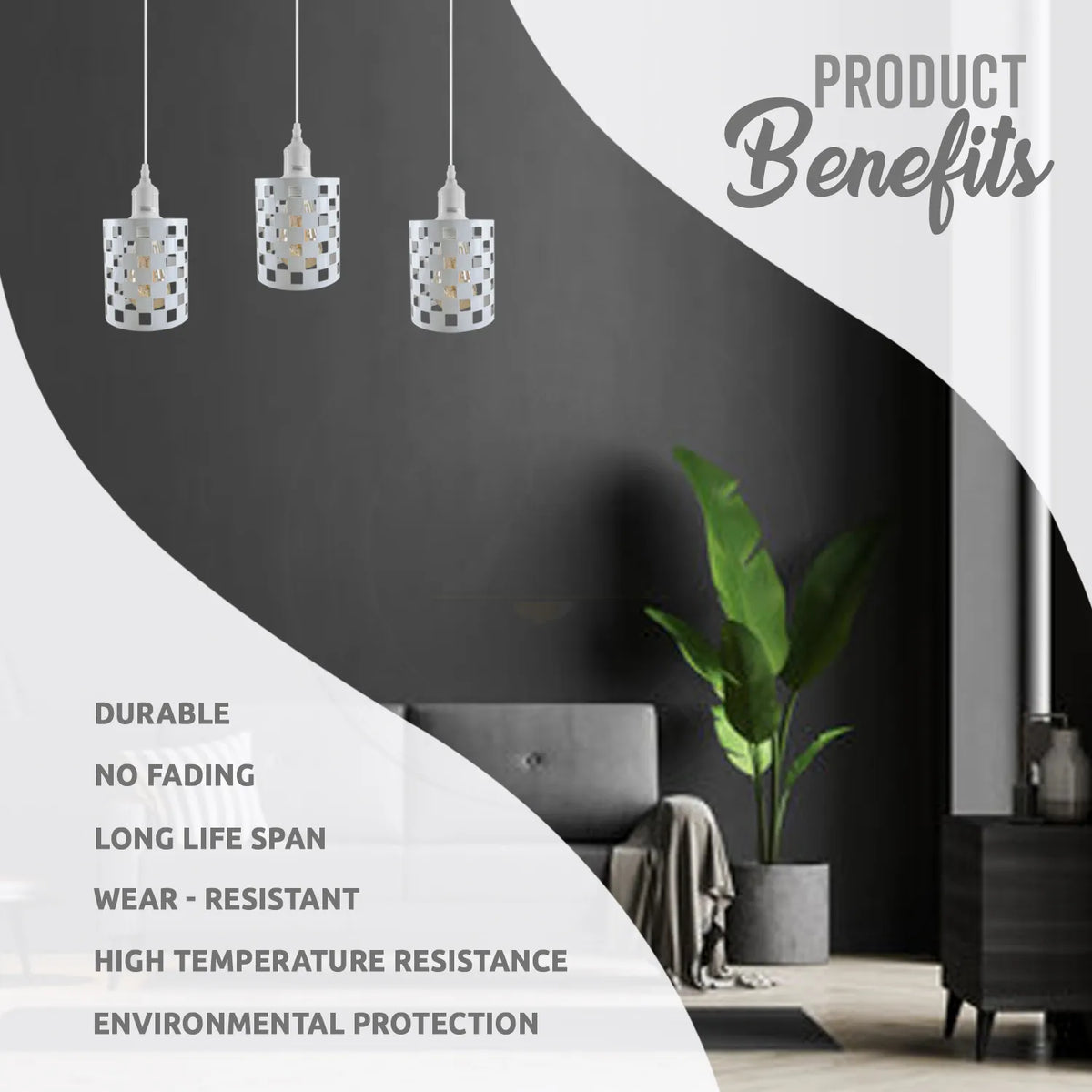 Industrial Pendant Lighting, Adjustable E27 Metal Cage Hanging Light Fixtures ~4326-1