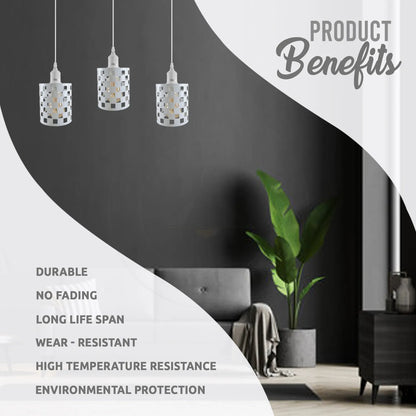Industrial Pendant Lighting, Adjustable E27 Metal Cage Hanging Light Fixtures ~4326-1