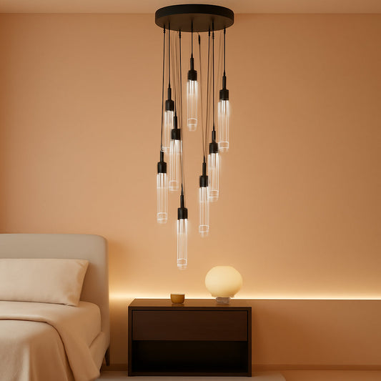 Crystal Pendant Lighting Black 6000K Ceiling Fixture-0