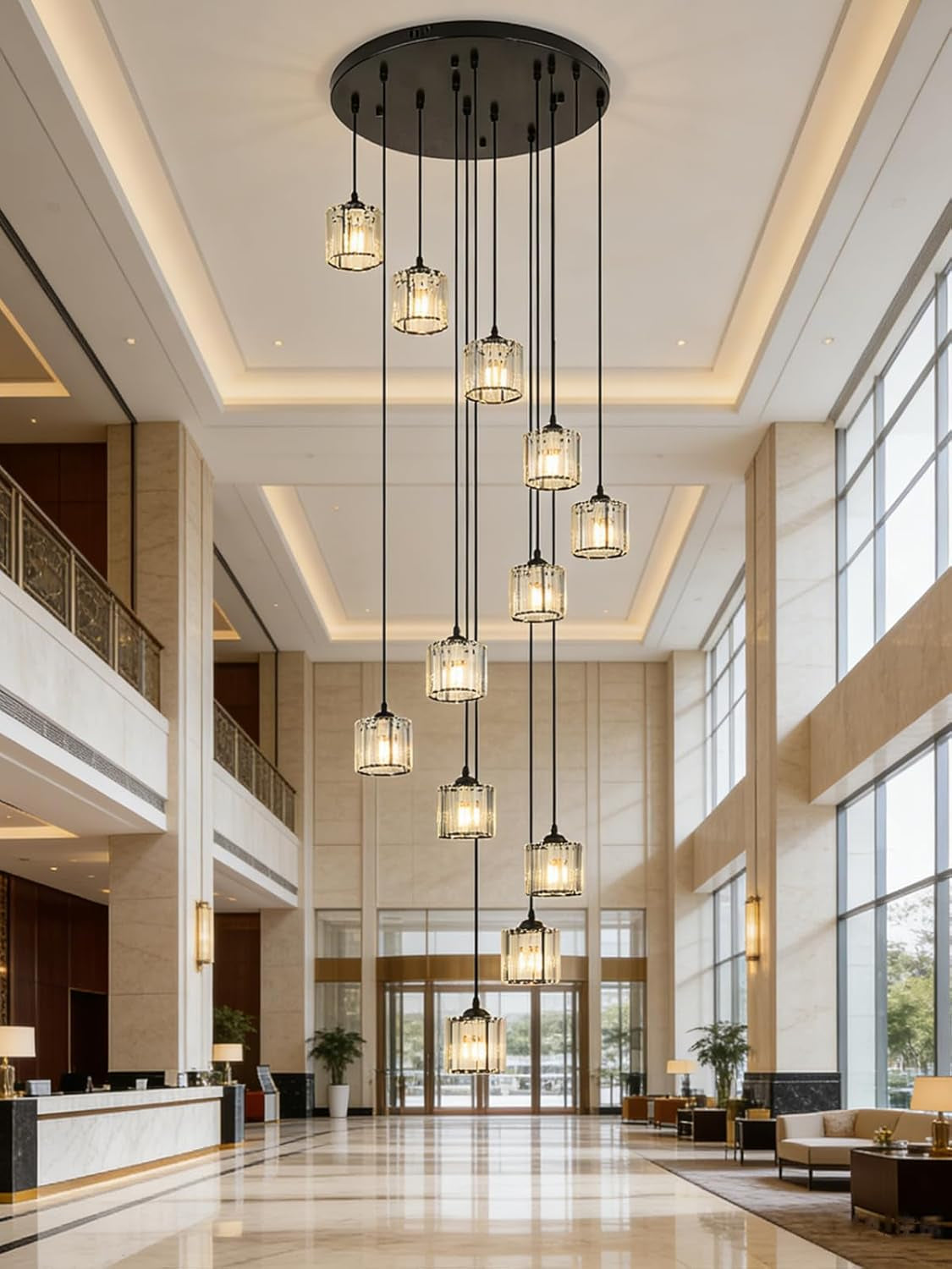 Matte Black Crystal Pendant Chandelier Lighting Fixture-1