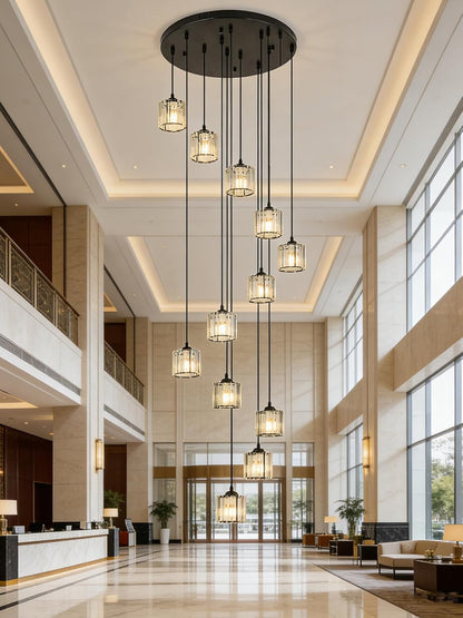Matte Black Crystal Pendant Chandelier Lighting Fixture-1