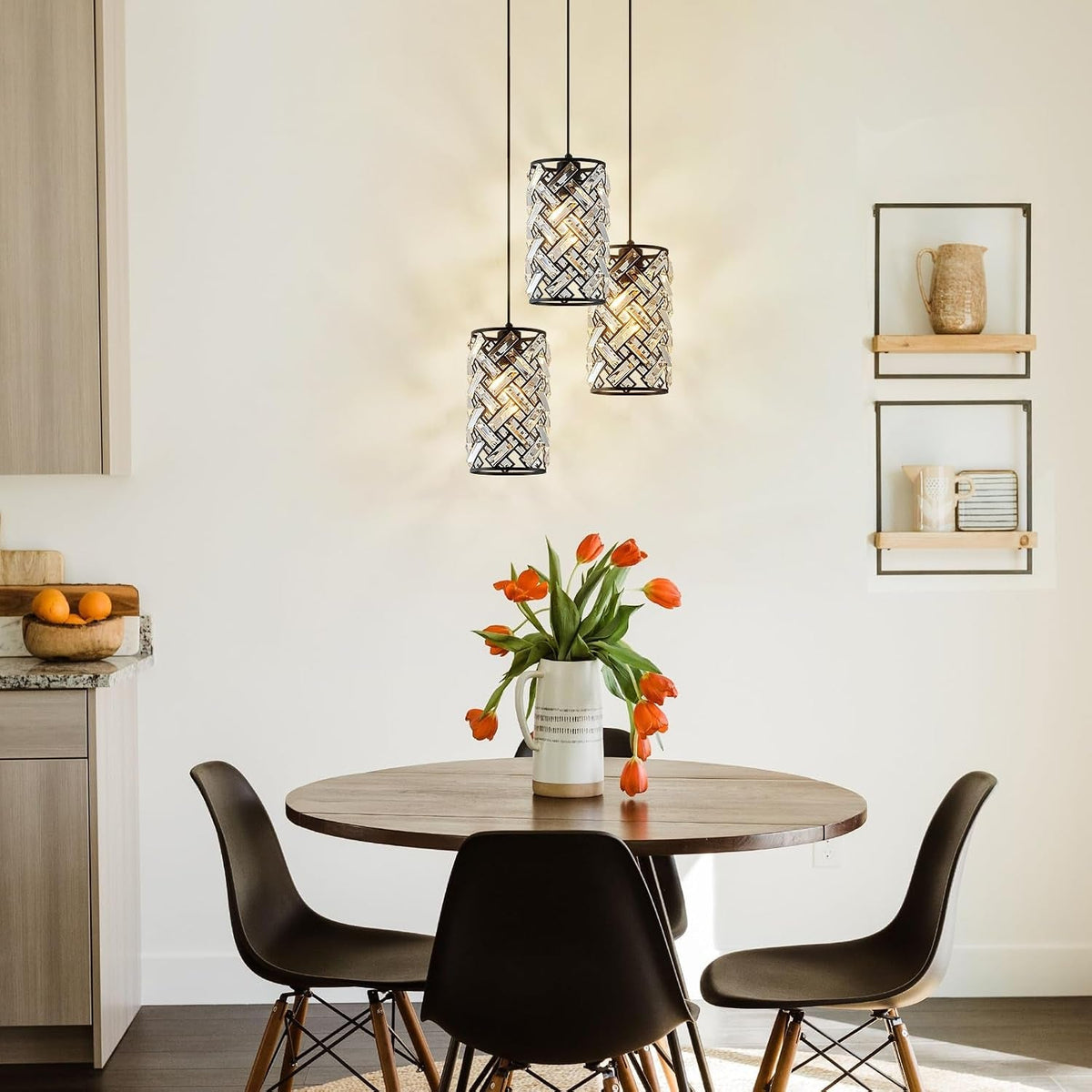 Black Crystal Pendant Lighting Fixture Triple Pack-4