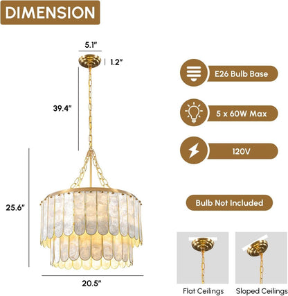 Golden Faceted Shell Chandelier Pendant Lighting Fixture-1