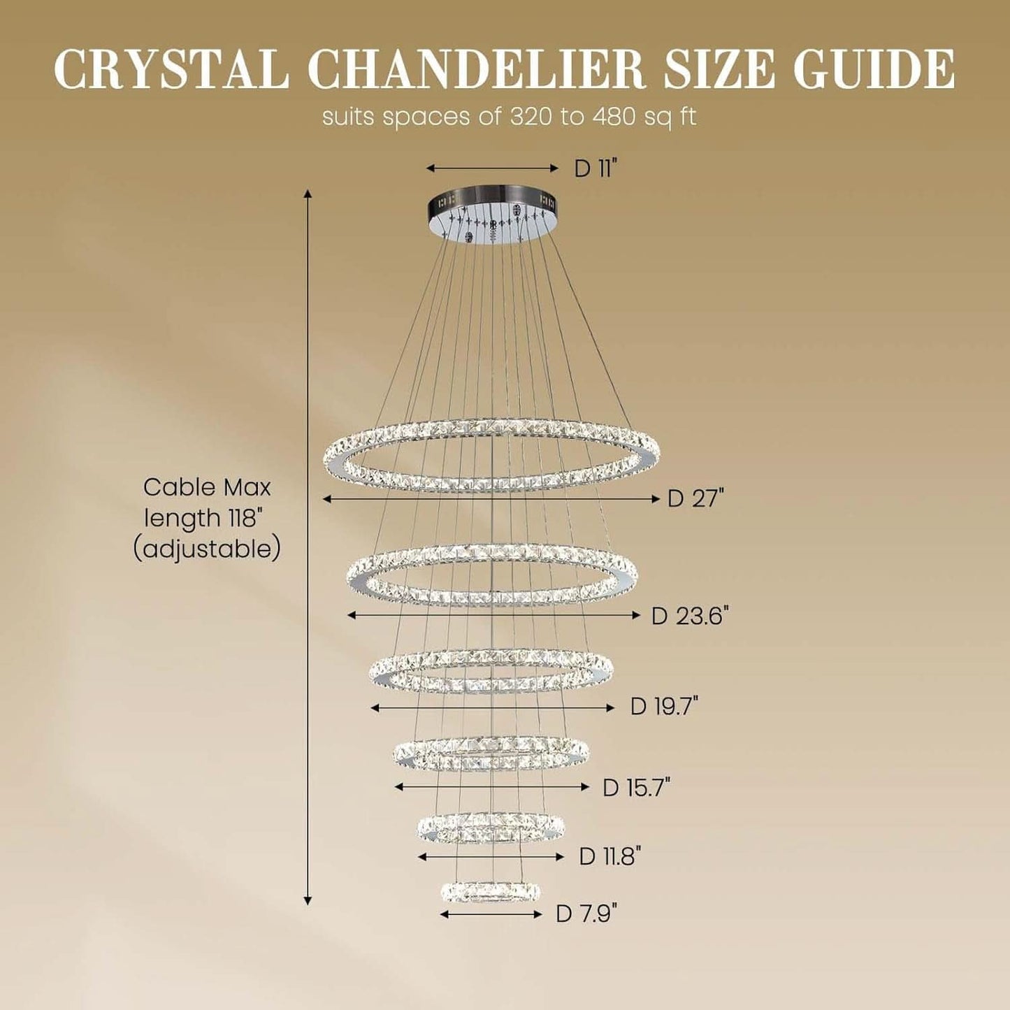 Crystal Chandelier Lighting LED Ceiling Fixture Ring-2