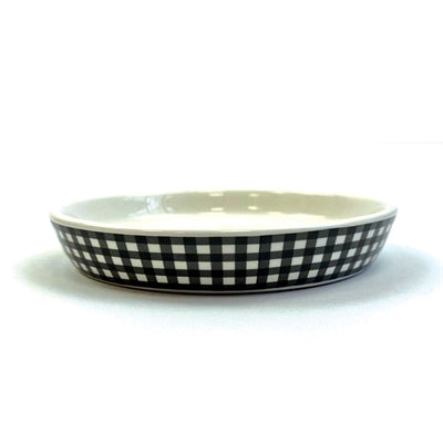 Happy pet tabby patch cat food bowl diamond ceramic black and white-0