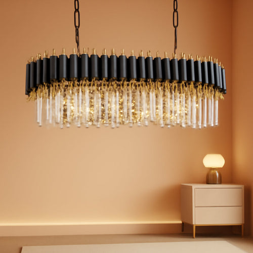 Elegant Black Gold Crystal Chandelier Thirty Three Inch-0