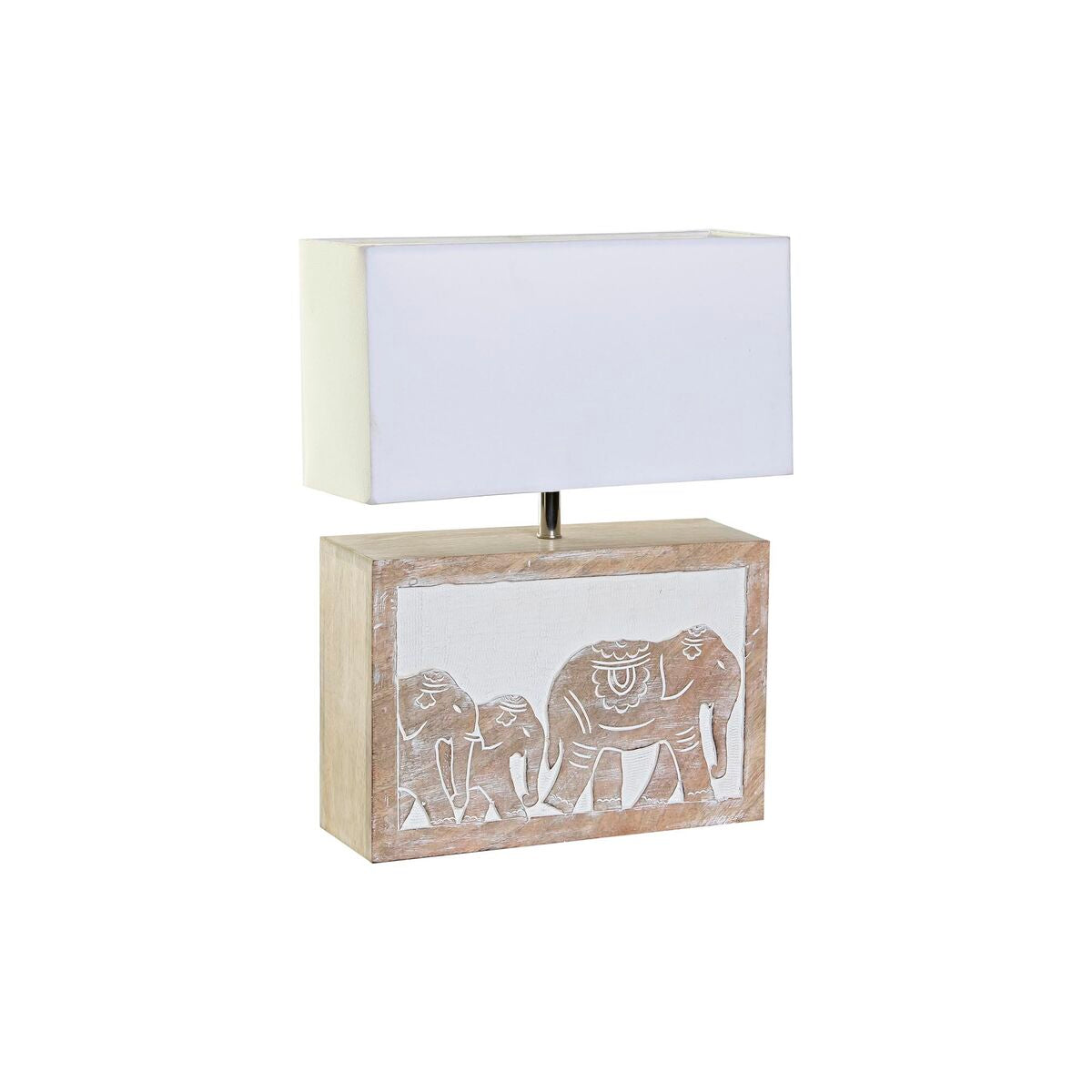 Candeeiro de Mesa com Base em Madeira