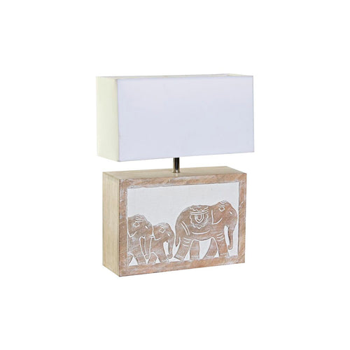 Candeeiro de Mesa com Base em Madeira