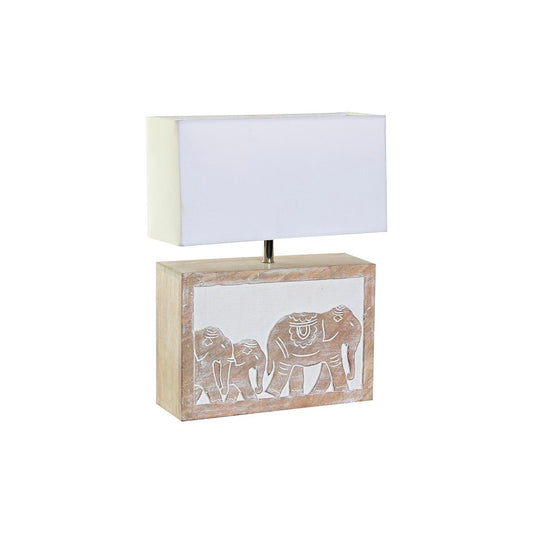 Candeeiro de Mesa com Base em Madeira