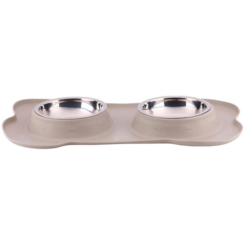 Pet food bowl with mat and steel bowl 45x27x4.2cm-0