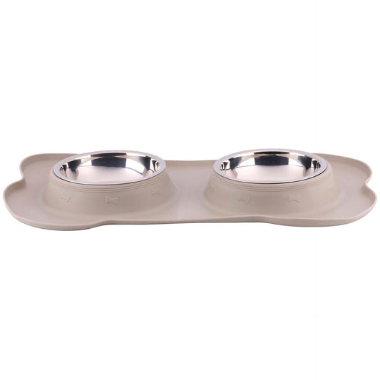 Pet food bowl with mat and steel bowl 45x27x4.2cm-0