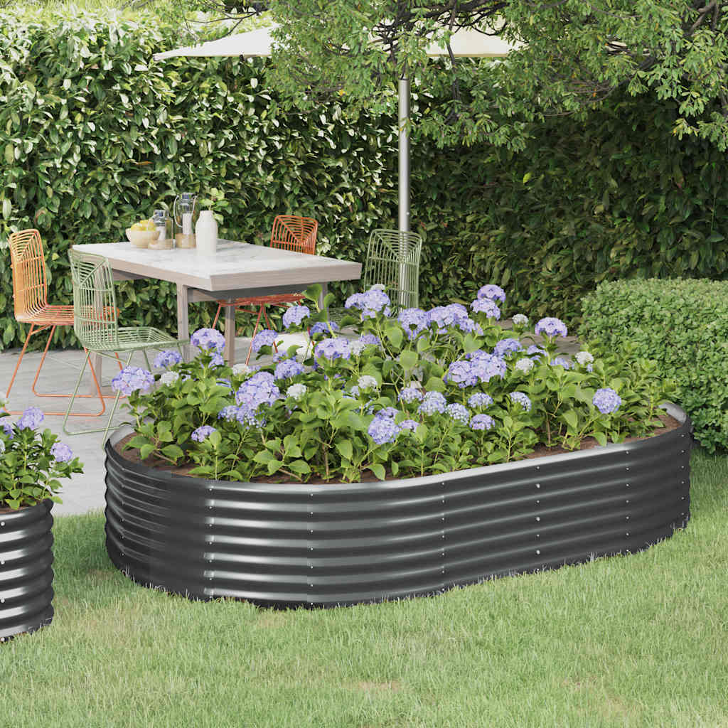 Vidaxl planter 214x140x36 cm galvanized steel anthracite-0
