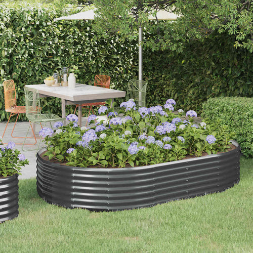 Vidaxl planter 214x140x36 cm galvanized steel anthracite-0