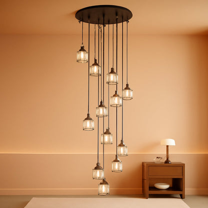 Matte Black Crystal Pendant Chandelier Lighting Fixture-0