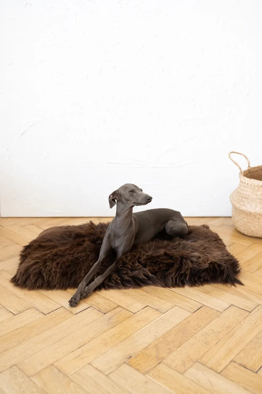 Square or Rectangular Natural Sheepskin Pet Mat - Brown-1