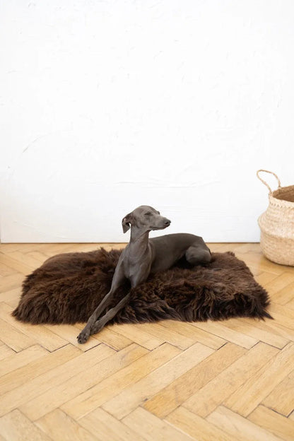 Square or Rectangular Natural Sheepskin Pet Mat - Brown-1