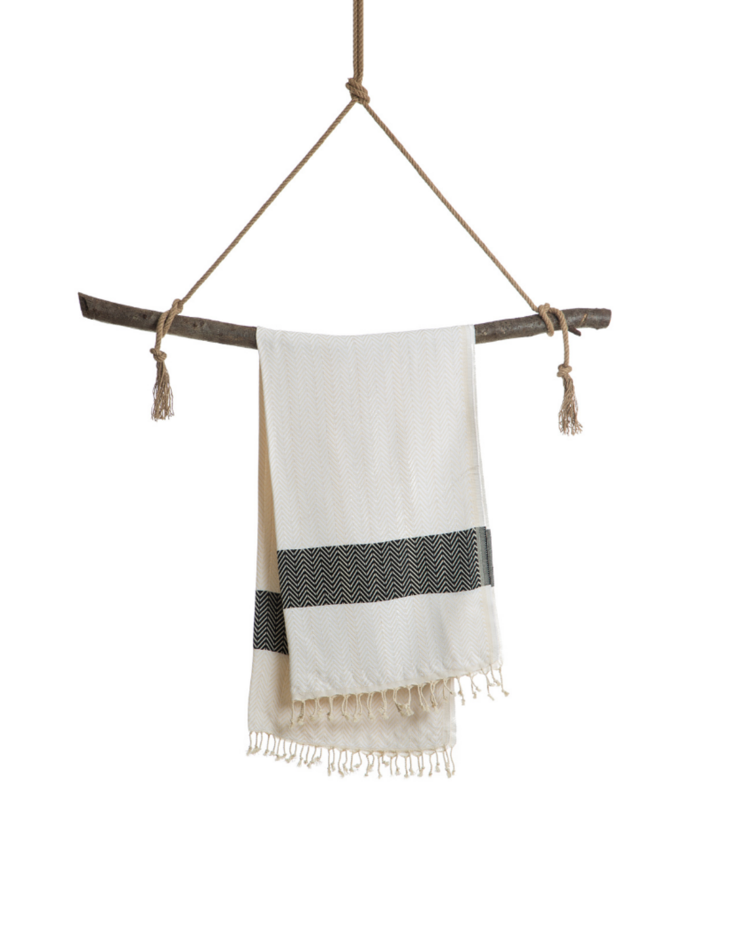 ZAYA Hammam Towel, Beach Towel, Pestemal - White / Black-2
