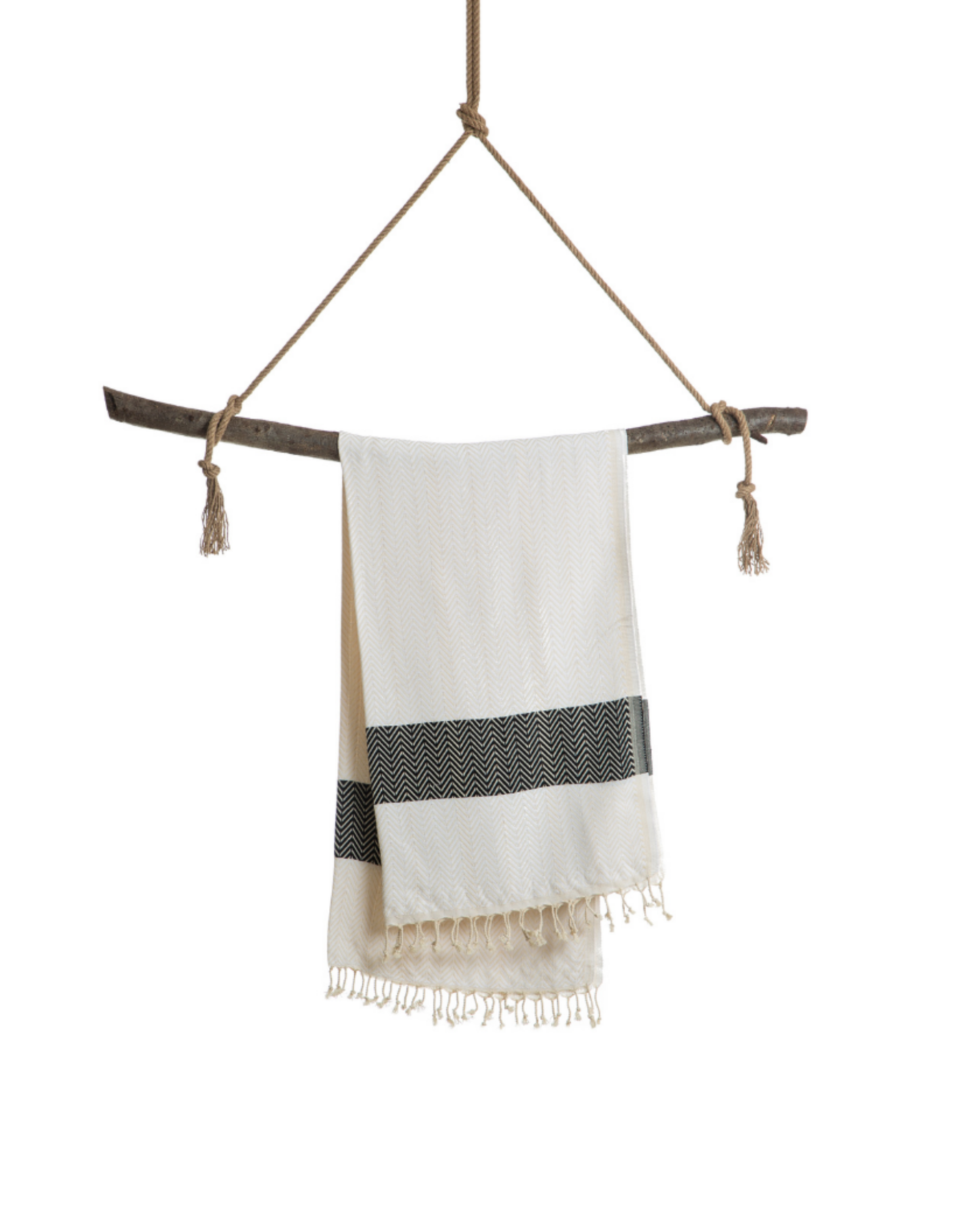 ZAYA Hammam Towel, Beach Towel, Pestemal - White / Black-2