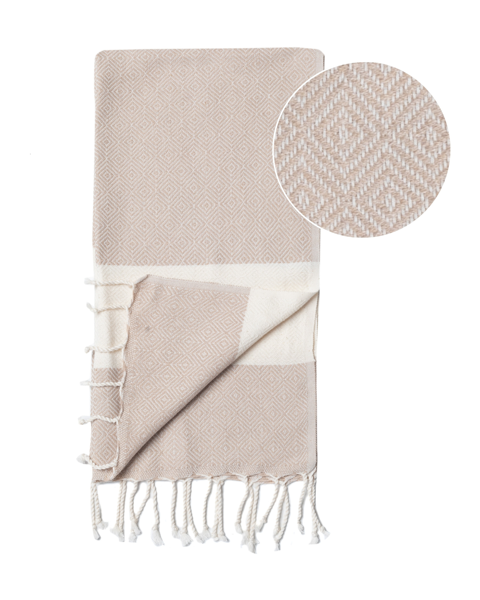 DIAMANT Hammam Towel, Beach Towel, Pestemal - Beige-2