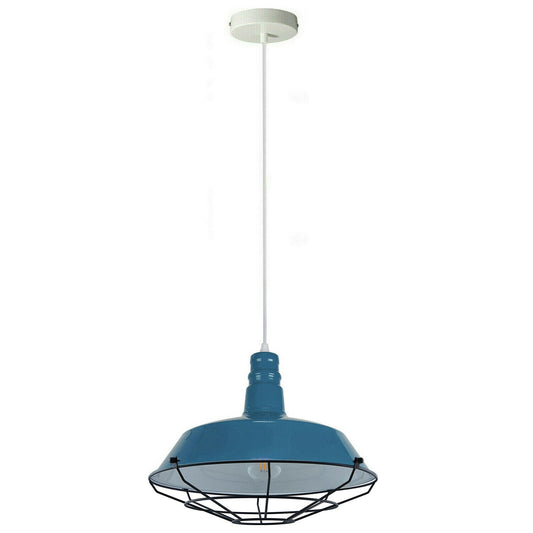 Blue Pendant Light Industrial Single Ceiling Hanging Lighting Fixture~1549-0