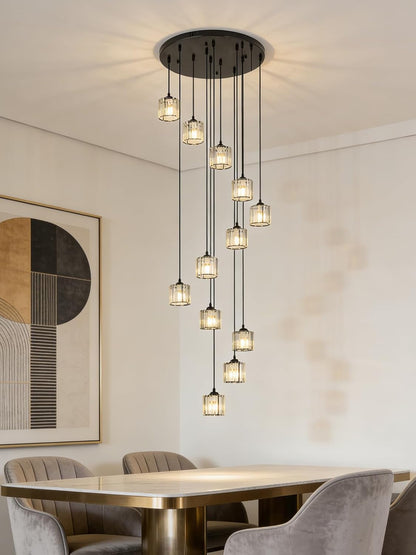 Matte Black Crystal Pendant Chandelier Lighting Fixture-2