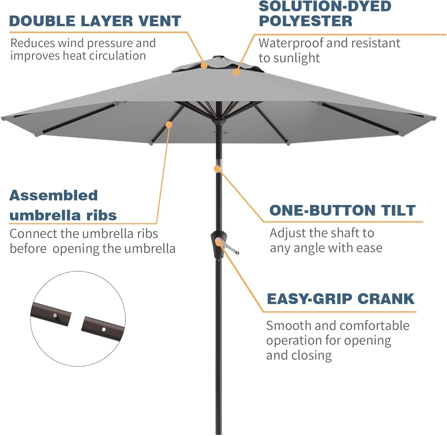 10 Foot Patio Umbrella With UV Protective Weather proof Fabric-1