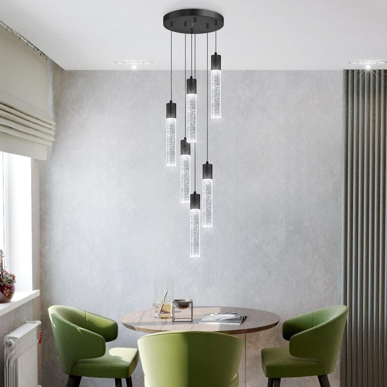 Crystal Pendant Lighting Black 6000K Ceiling Fixture-3