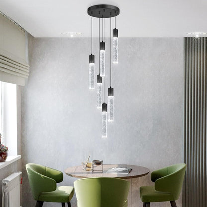 Crystal Pendant Lighting Black 6000K Ceiling Fixture-3