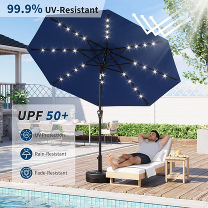 Illuminating Navy Blue Solar Powered Patio Umbrella-3