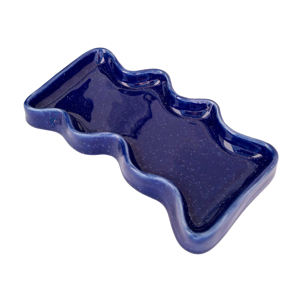 Ceramic Wave Trays - Speckled Blue - Rectangle-0