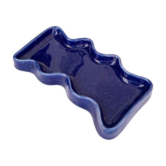 Ceramic Wave Trays - Speckled Blue - Rectangle-0